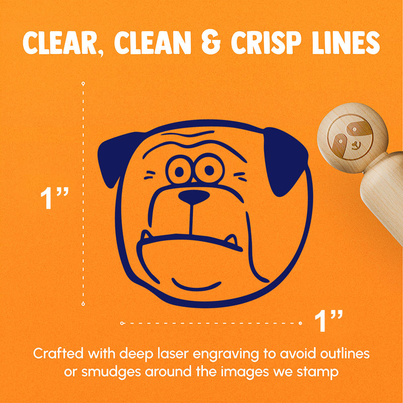 Shocked Surprised Cartoon Bulldog Pet Animal Rubber Stamp for Stamping Crafting Planners