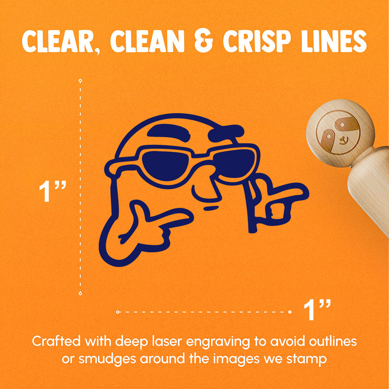 Silly Finger Guns and Sunglasses Cool Rubber Stamp for Stamping Crafting Planners