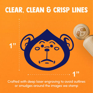 Silly Monkey Round Head Ape Chimpanzee Rubber Stamp for Stamping Crafting Planners