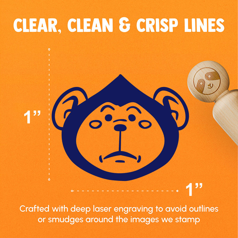 Silly Monkey Round Head Ape Chimpanzee Rubber Stamp for Stamping Crafting Planners