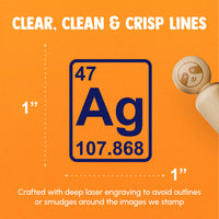 Silver Periodic Table of Elements Science Chemistry Rubber Stamp for Stamping Crafting Planners