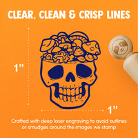 Skull Mushroom Brain Horror Fungus Bones Rubber Stamp for Stamping Crafting Planners