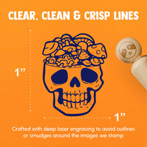Skull Mushroom Brain Horror Fungus Bones Rubber Stamp for Stamping Crafting Planners
