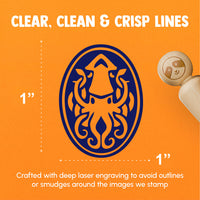 Squid Kraken Emblem Sea Creature Oval Rubber Stamp for Stamping Crafting Planners