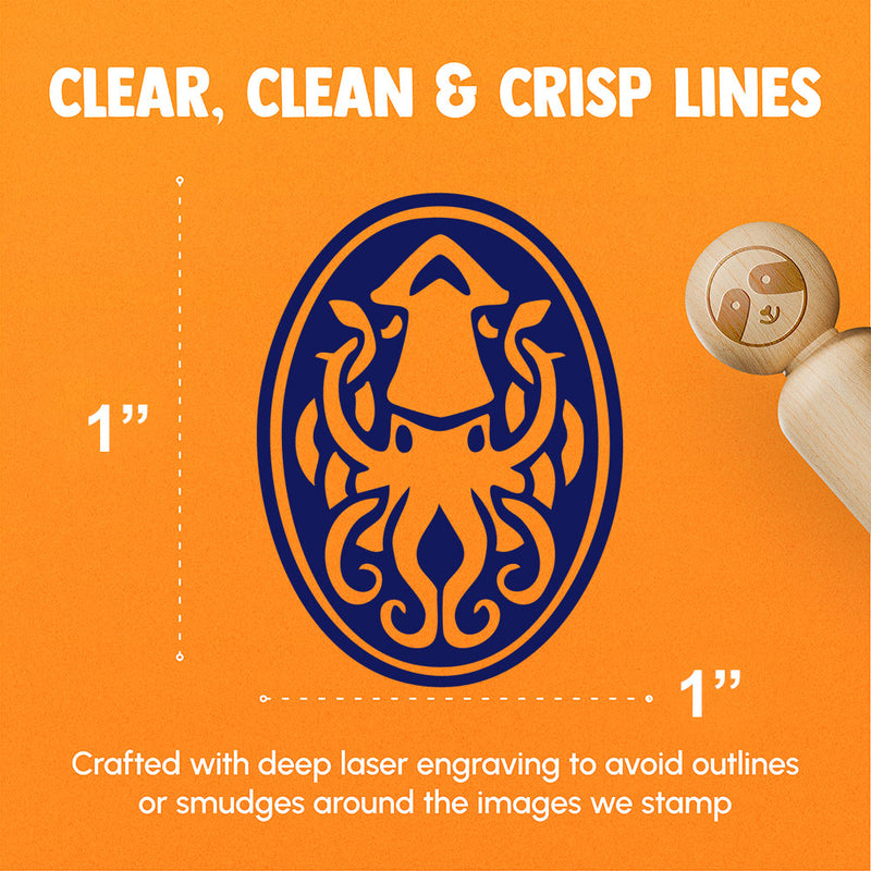 Squid Kraken Emblem Sea Creature Oval Rubber Stamp for Stamping Crafting Planners