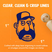 Trucker Man with Hat and Mustache Rubber Stamp for Stamping Crafting Planners