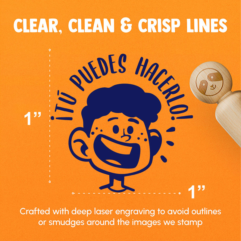 Tu Puedes Hacerlo Spanish You Can Do It Happy Boy Smile Teacher Stamp Rubber Stamp for Stamping Crafting Planners