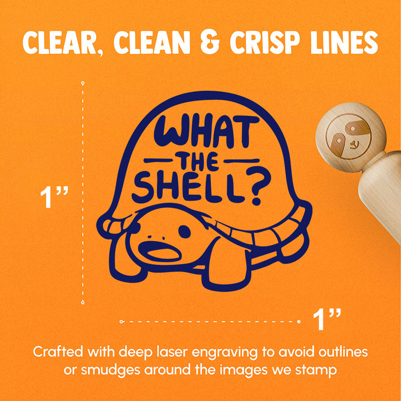 What the Shell Surprised Shocked Turtle Cute Rubber Stamp for Stamping Crafting Planners
