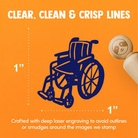 Wheelchair Disability Accessibility Injury Disabled Rubber Stamp for Stamping Crafting Planners