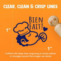 Bien Fait Well Done Chef's Kiss Compliment Cook Perfect Rubber Stamp for Stamping Crafting Planners
