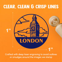 Big Ben London Landmark Destination Circle Rubber Stamp for Stamping Crafting Planners