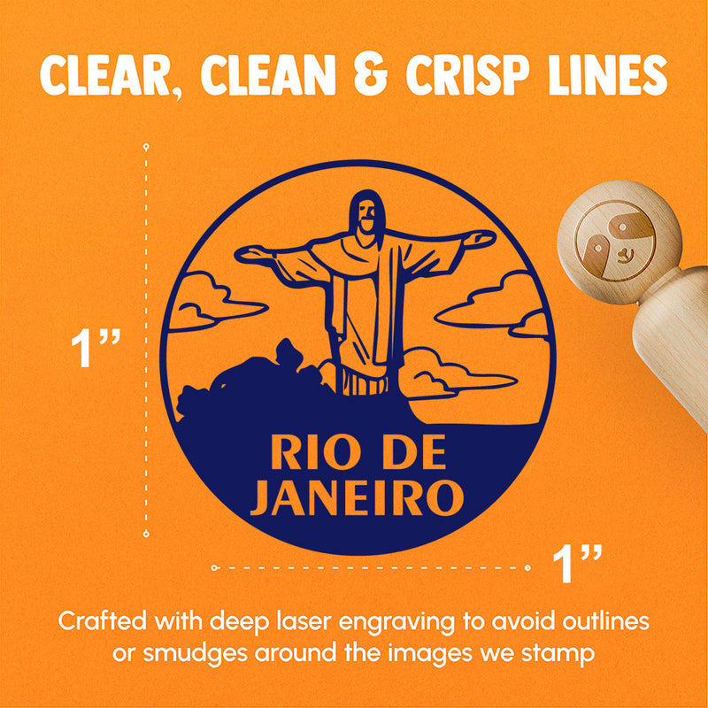 Christ the Redeemer Rio De Janeiro Brazil Landmark Destination Circle Rubber Stamp for Stamping Crafting Planners