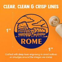 Colosseum Rome Italy Landmark Destination Circle Rubber Stamp for Stamping Crafting Planners