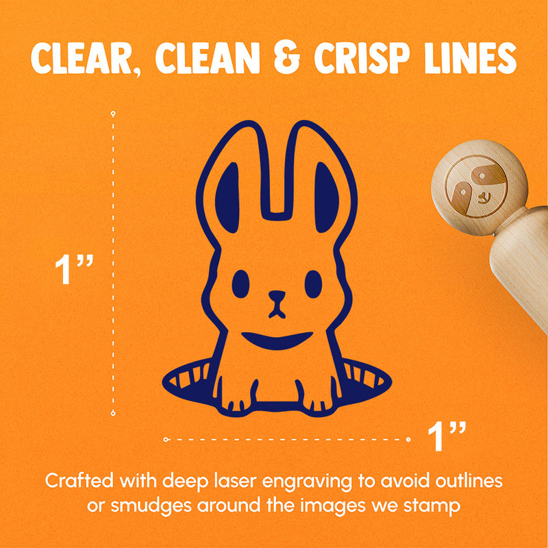 Cute Bunny Rabbit Emerging From Hole Warren Rubber Stamp for Stamping Crafting Planners
