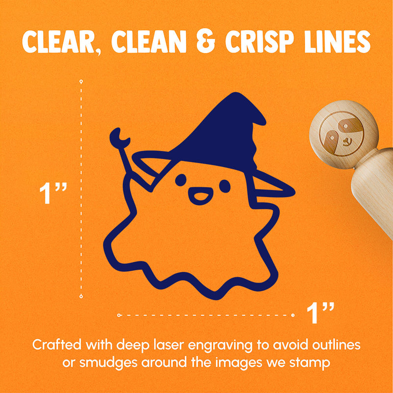 Cute Kawaii Ghost Witch Hat Wand Rubber Stamp for Stamping Crafting Planners