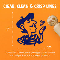 French Man in Beret Blowing Kiss Rubber Stamp for Stamping Crafting Planners