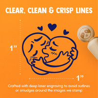 Funny Cartoon Characters Kissing Smooching Heart Rubber Stamp for Stamping Crafting Planners