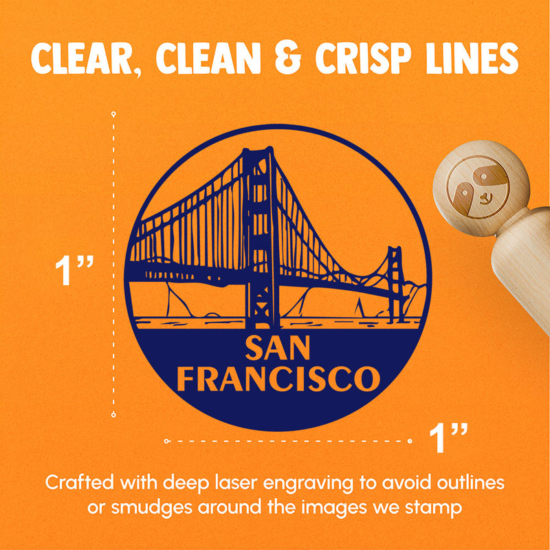 Golden Gate Bridge San Franciso California Landmark Destination Circle Rubber Stamp for Stamping Crafting Planners