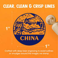 Great Wall of China Landmark Destination Circle Rubber Stamp for Stamping Crafting Planners