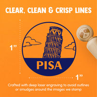 Leaning Tower of Pisa Italy Landmark Destination Circle Rubber Stamp for Stamping Crafting Planners