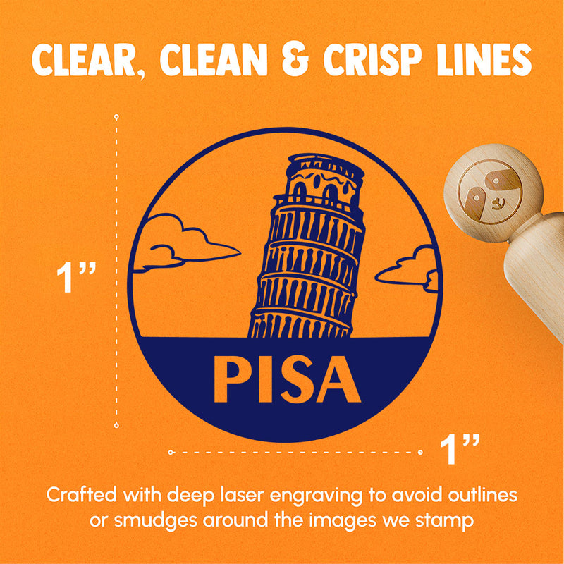 Leaning Tower of Pisa Italy Landmark Destination Circle Rubber Stamp for Stamping Crafting Planners