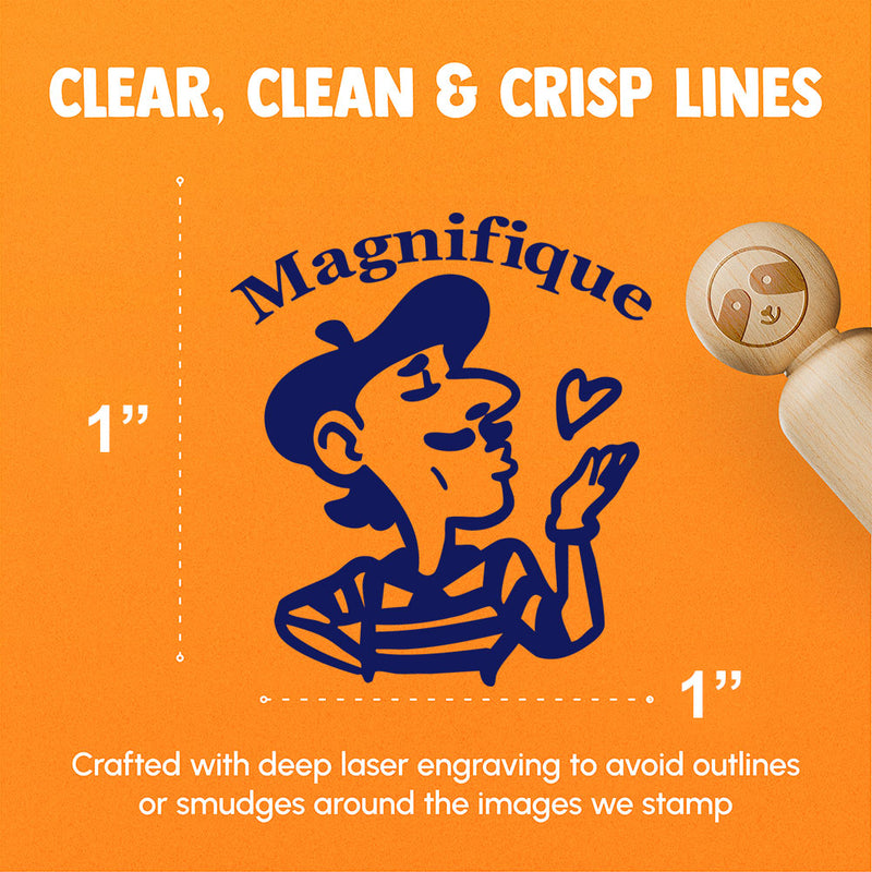 Magnifique French Compliment Language Beret Blowing Kiss Rubber Stamp for Stamping Crafting Planners