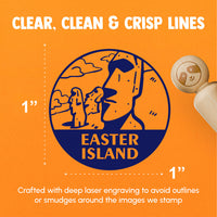 Moai Easter Island Landmark Destination Circle Rubber Stamp for Stamping Crafting Planners