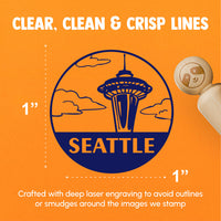 Seattle Washington Landmark Space Needle USA Destination Circle Rubber Stamp for Stamping Crafting Planners