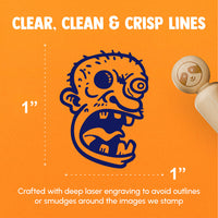 Spooky Ugly Cartoon Zombie Head Undead Monster Rubber Stamp for Stamping Crafting Planners