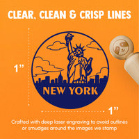 Statue of Liberty New York USA Landmark Destination Circle Rubber Stamp for Stamping Crafting Planners