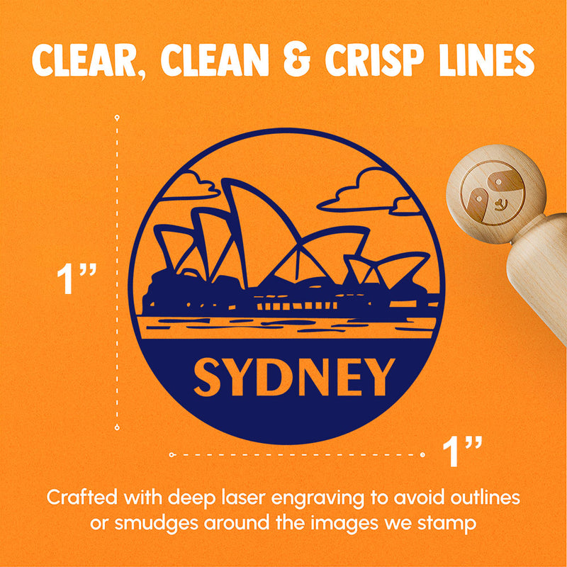Sydney Opera House Australia Landmark Destination Circle Rubber Stamp for Stamping Crafting Planners