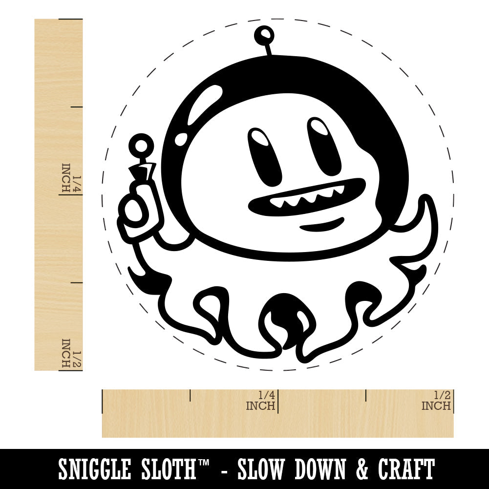 Alien Space Octopus Rubber Stamp for Stamping Crafting Planners