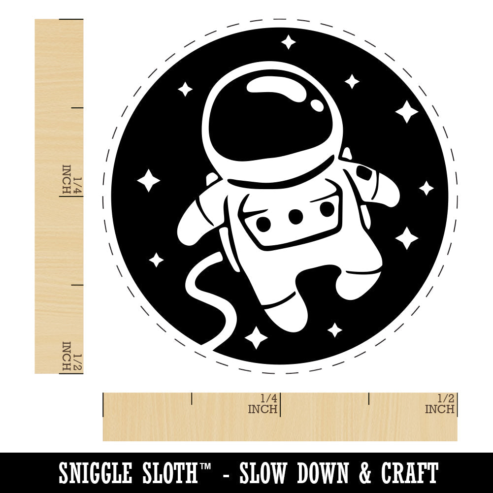 Cute Astronaut in Space with Stars Rubber Stamp for Stamping Crafting Planners