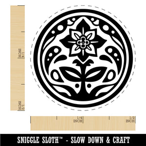 Decorative Round Flower Floral Symbol Rubber Stamp for Stamping Crafting Planners