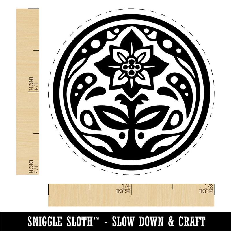 Decorative Round Flower Floral Symbol Rubber Stamp for Stamping Crafting Planners