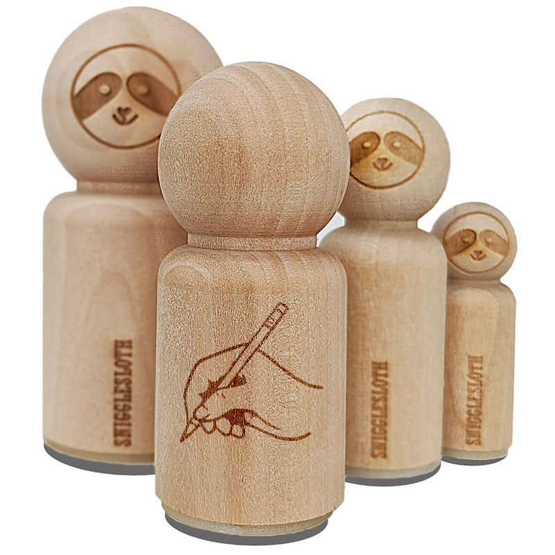 Delicate Hand with Pencil Writing Drawing Rubber Stamp for Stamping Crafting Planners