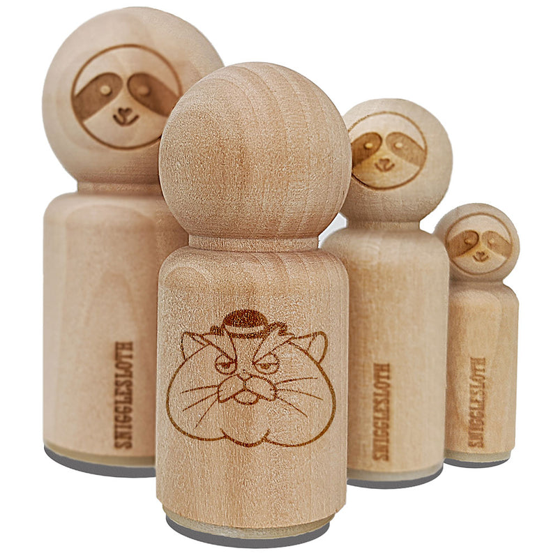 Fat Mobster Cat with Bowler Hat Rubber Stamp for Stamping Crafting Planners