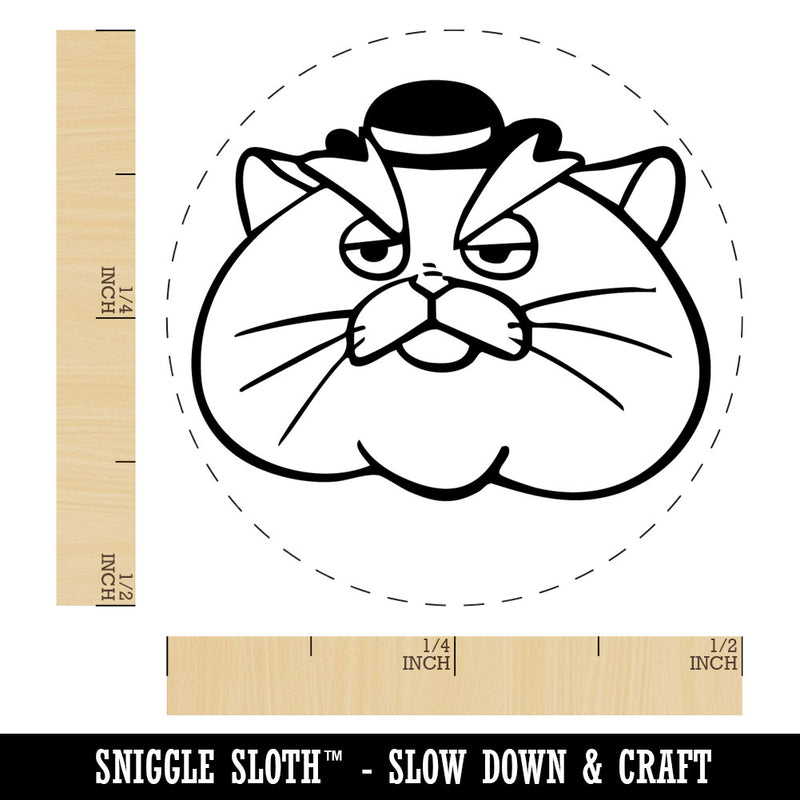 Fat Mobster Cat with Bowler Hat Rubber Stamp for Stamping Crafting Planners
