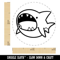Hungry Round Shark Cute Cartoon Rubber Stamp for Stamping Crafting Planners