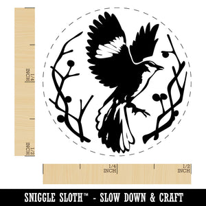 Mockingbird Flying Branches Twigs Bird Emblem Rubber Stamp for Stamping Crafting Planners