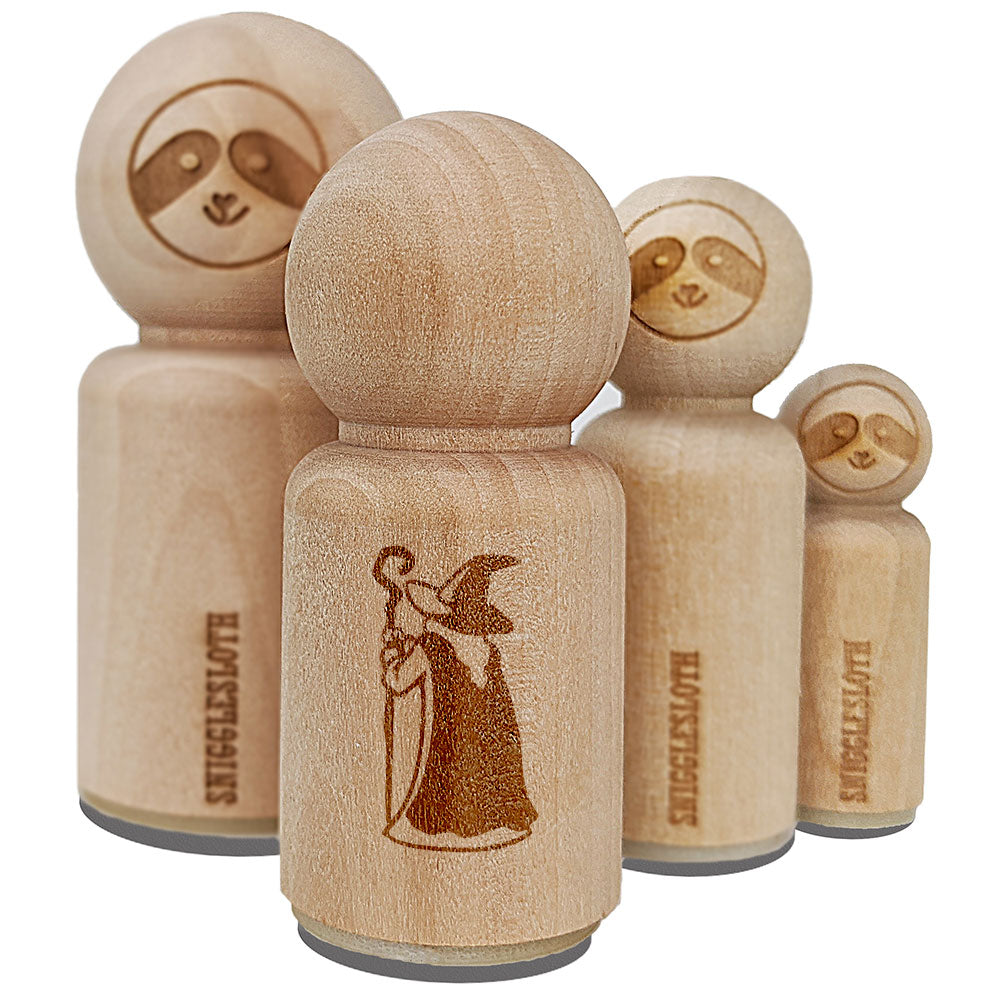 Wise Old Wizard Back Looking Away Mage Sorcerer Rubber Stamp for Stamping Crafting Planners