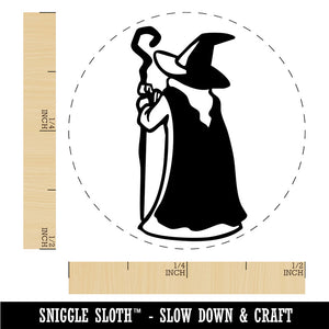 Wise Old Wizard Back Looking Away Mage Sorcerer Rubber Stamp for Stamping Crafting Planners