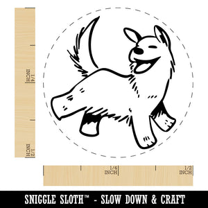 Happy Shaggy Dog Running Smile Rubber Stamp for Stamping Crafting Planners