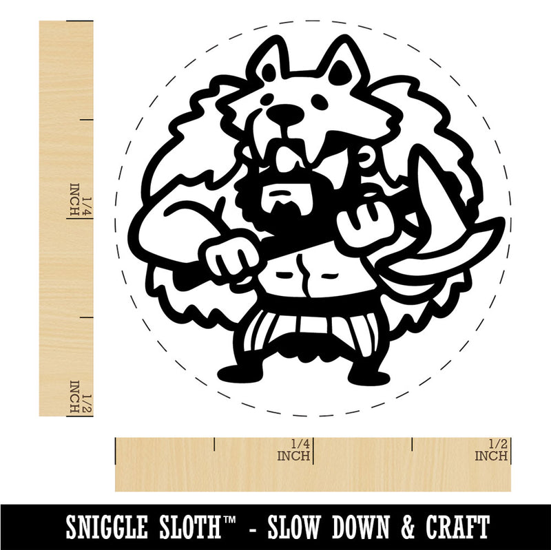 Barbarian Wolf Man Viking Warrior With Axe Rubber Stamp for Stamping Crafting