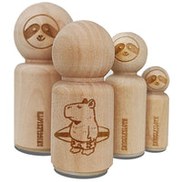 Cartoon Capybara With Surfboard and Swim Shorts Rubber Stamp for Stamping