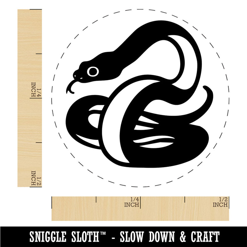 Coiled Cautious Snake Serpent Rubber Stamp for Stamping Crafting Planners