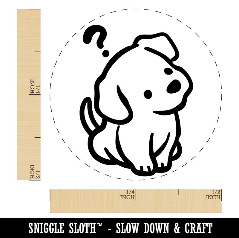 Confused Puppy Head Tilt Dog Question Mark Rubber Stamp for Stamping Crafting
