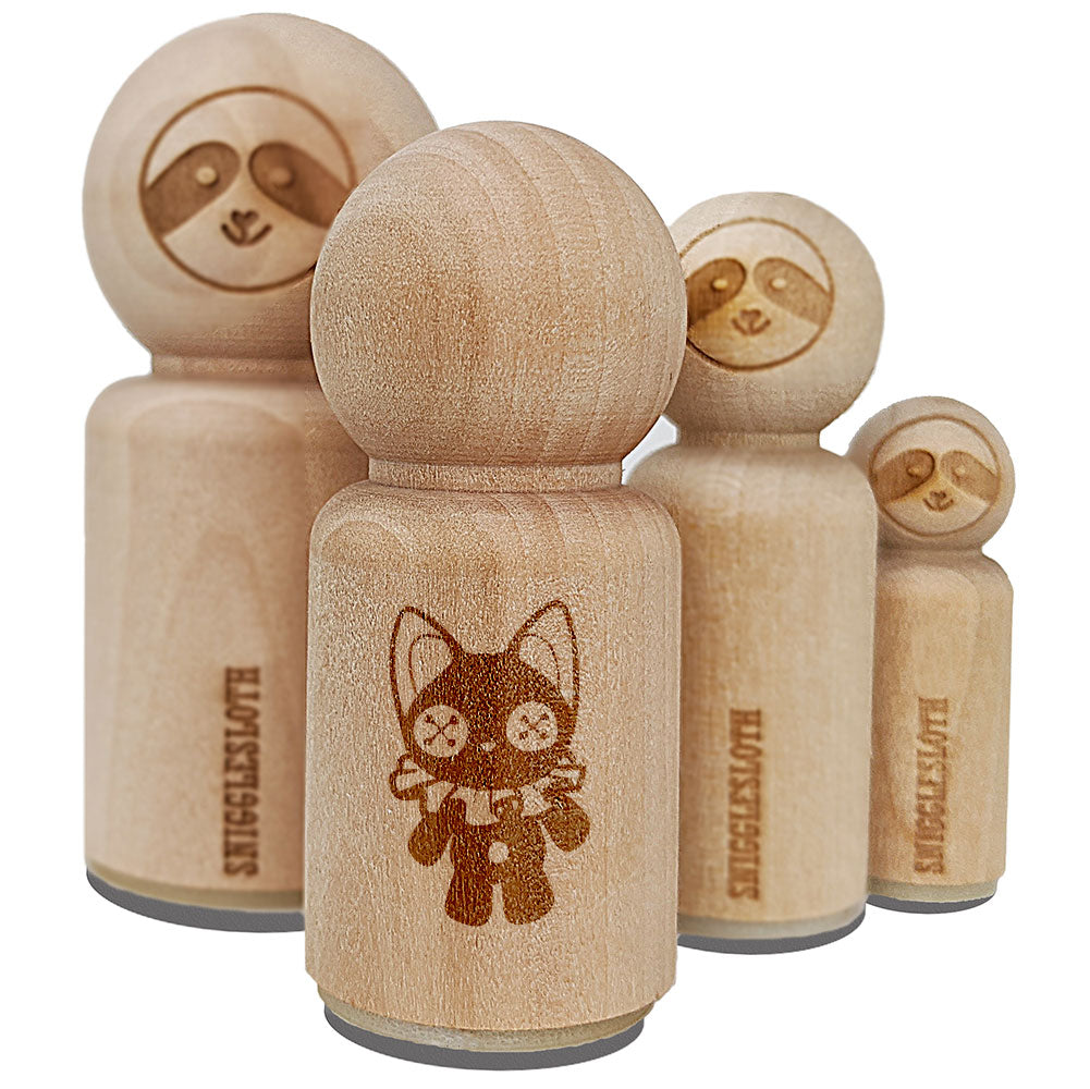 Creepy Spooky Vintage Cat Doll with Button Eyes Rubber Stamp for Stamping