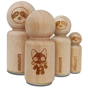 Creepy Spooky Vintage Cat Doll with Button Eyes Rubber Stamp for Stamping