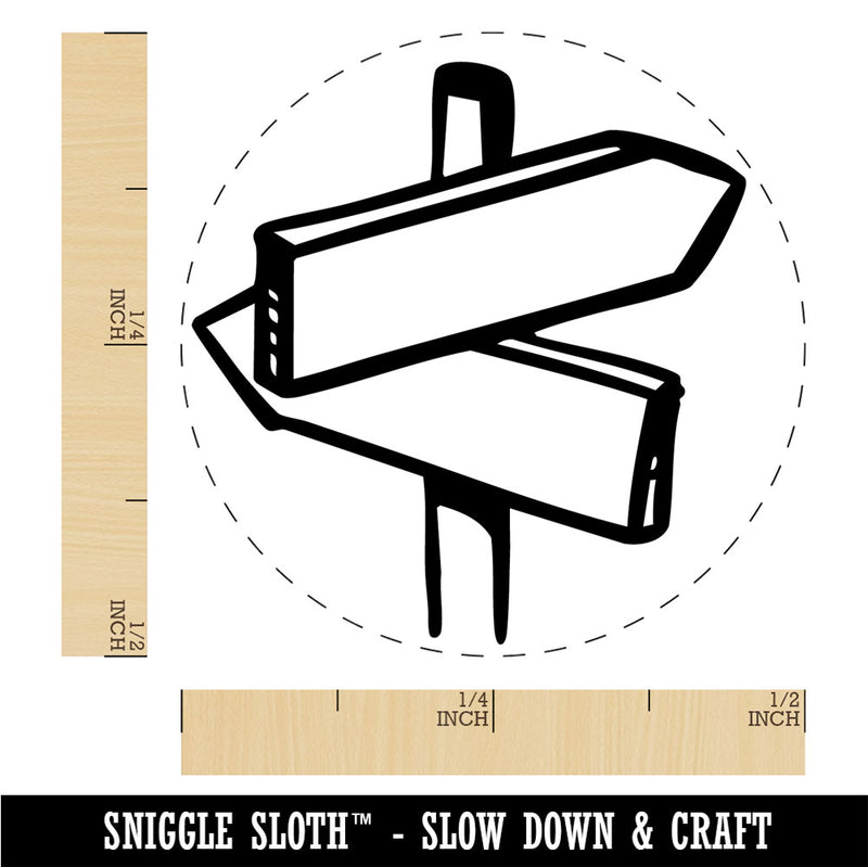 Crossroads Sign Diverging Paths Choices Decisions Rubber Stamp for Stamping